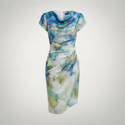 Ava Brown | Floral Cowl Neck Bodycon Midi Dress For Women