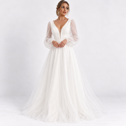 Ava Parker | Long Sleeve Tulle Wedding Dress For Women