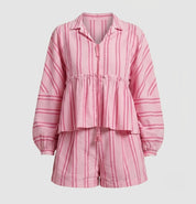 Ava Thornton | Striped Cotton Lounge Set For Women