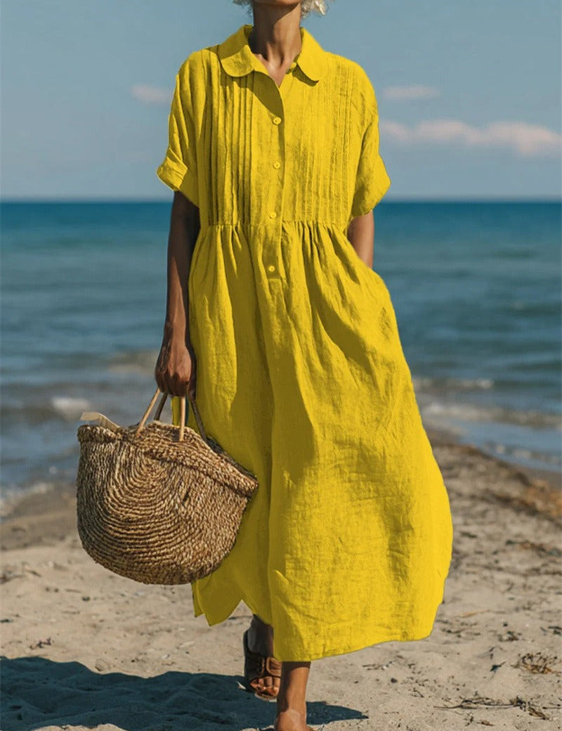 Harper Sutton | Pintuck Linen Maxi Shirt Dress For Women