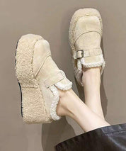 Bianca Rossi | Platform Shearling Slippers With Luxe Buckle Detail