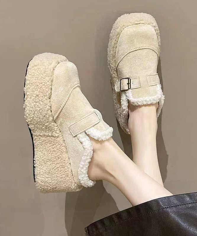 Bianca Rossi | Platform Shearling Slippers With Luxe Buckle Detail