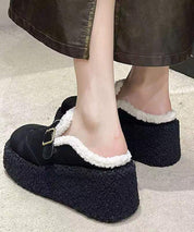 Bianca Rossi | Platform Shearling Slippers With Luxe Buckle Detail