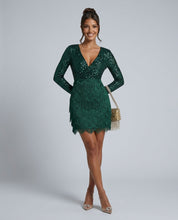 Scarlett Henning | Sequin & Fringe Long Sleeve Mini Dress For Women
