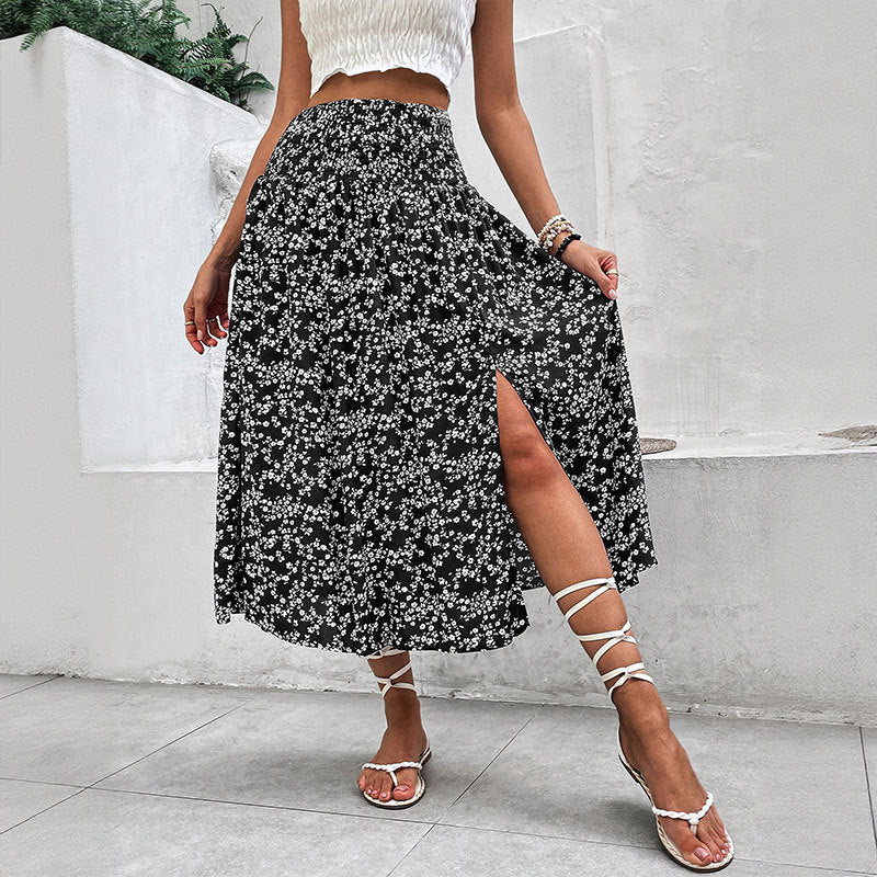 Maeve Thornton | Ditsy Floral Split-Hem Midi Skirt
