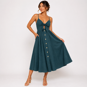 Brooke Stanton | Bow-Tie Midi Summer Dress For Women