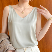 Maddison Kellaway | Draped Satin V-Neck Top For Women
