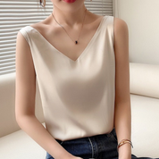 Maddison Kellaway | Draped Satin V-Neck Top For Women