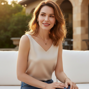 Maddison Kellaway | Draped Satin V-Neck Top For Women