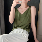 Maddison Kellaway | Draped Satin V-Neck Top For Women