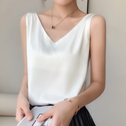 Maddison Kellaway | Draped Satin V-Neck Top For Women