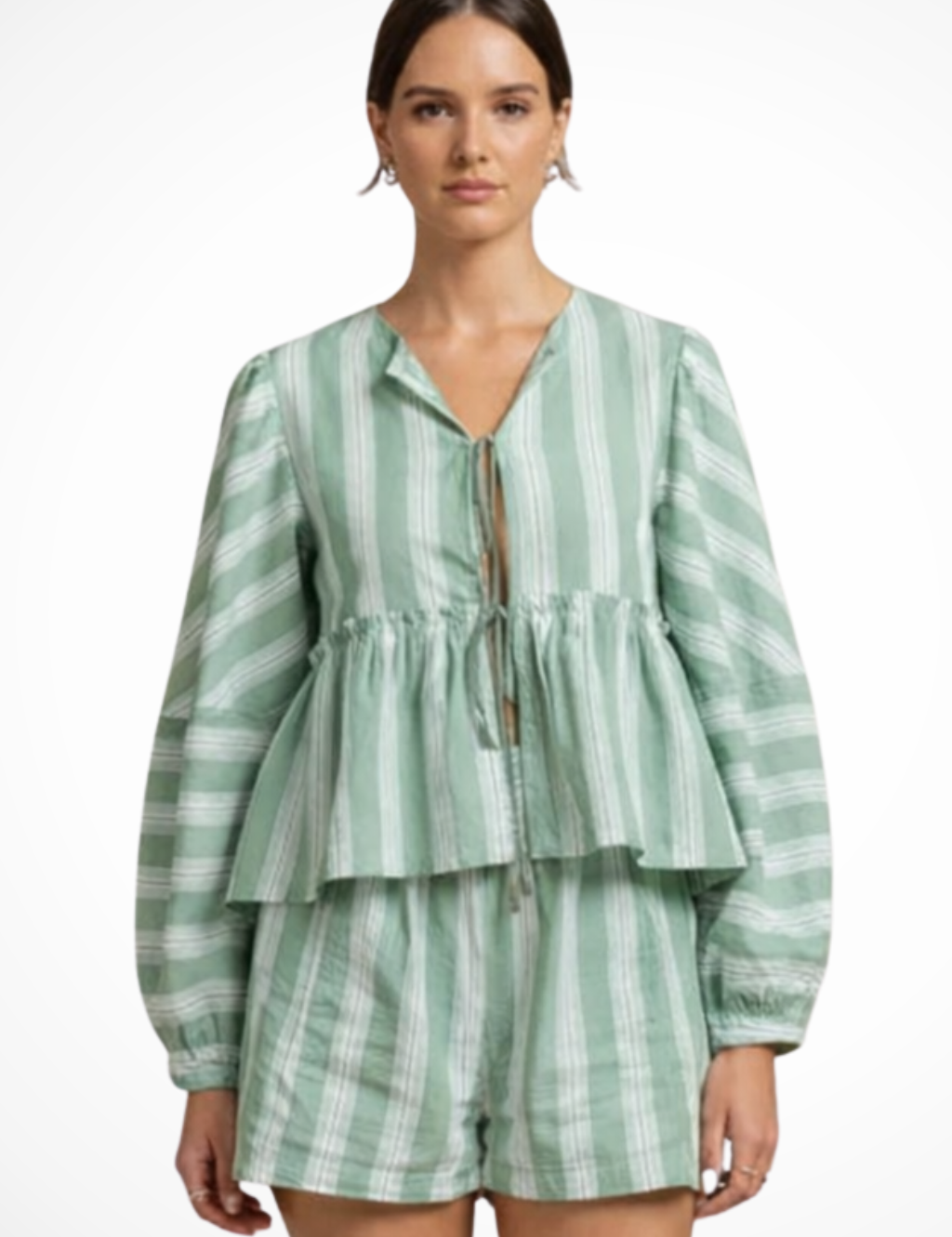 Ava Thornton | Striped Cotton Lounge Set For Women