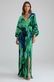 Matilda Parker | Pleated V-Neck Maxi Dress For Women