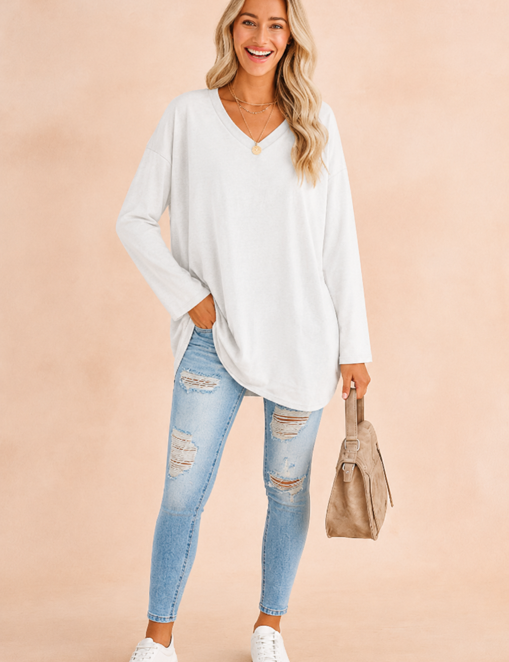 Sophie Laurent | Relaxed Long Sleeve Tunic Top For Women