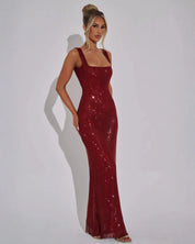 Scarlett Devereux | Red Sequin Maxi Dress For Women