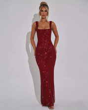 Scarlett Devereux | Red Sequin Maxi Dress For Women