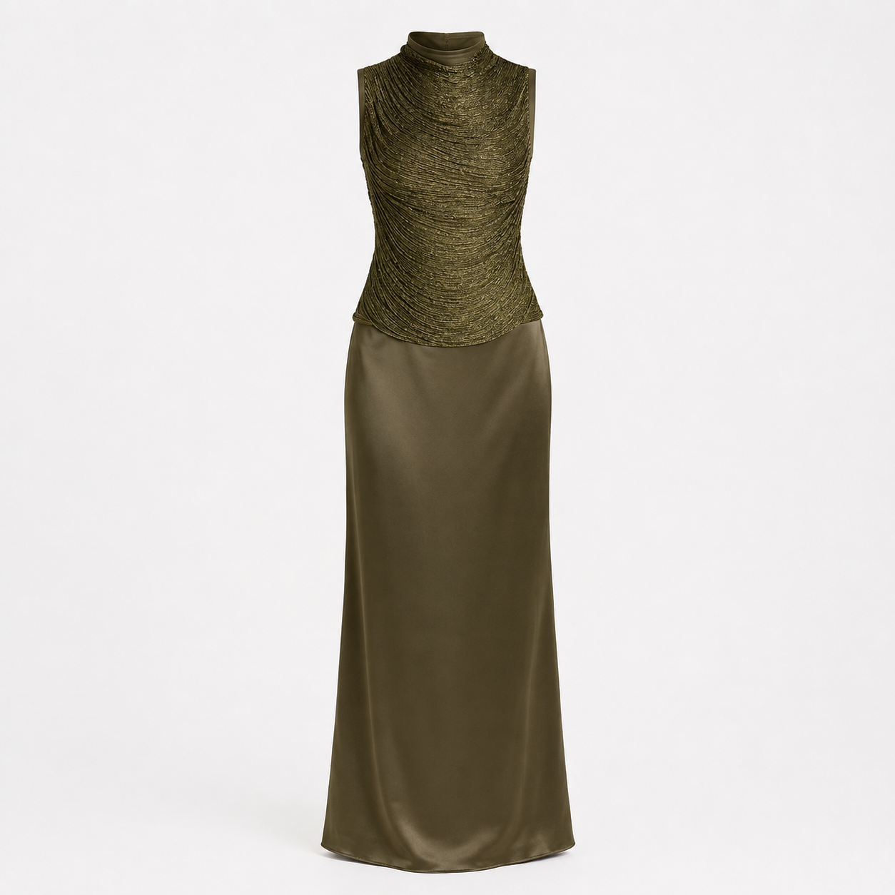 Charlotte Drummond | Ruched Tassel Top & Satin Maxi Skirt Set For Women
