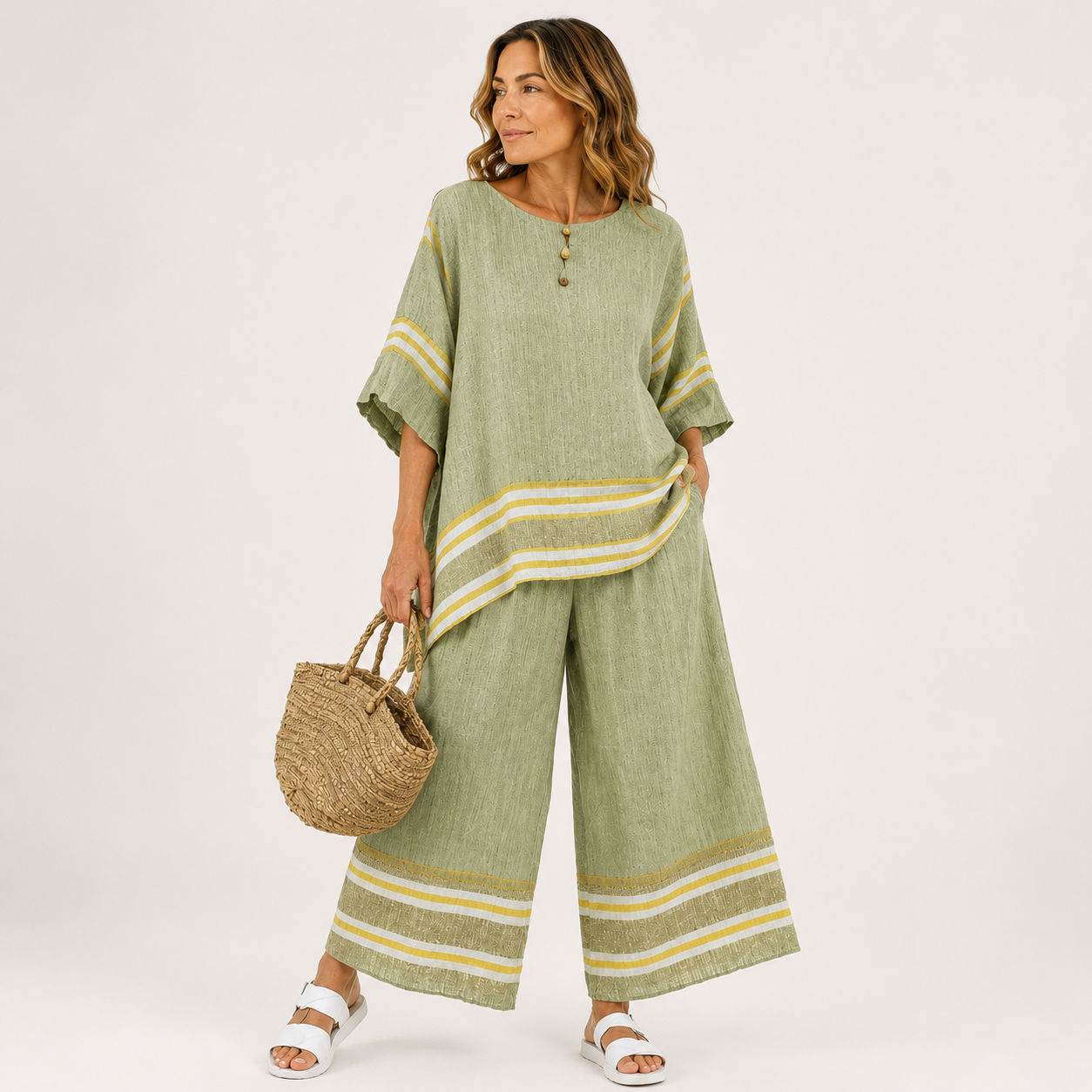 Charlotte Pearson | Striped Linen-Blend Two-Piece Set For Women