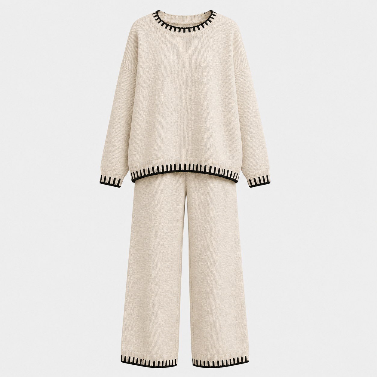 Charlotte Reid | Oversized Knit Wide Leg Lounge Set For Women
