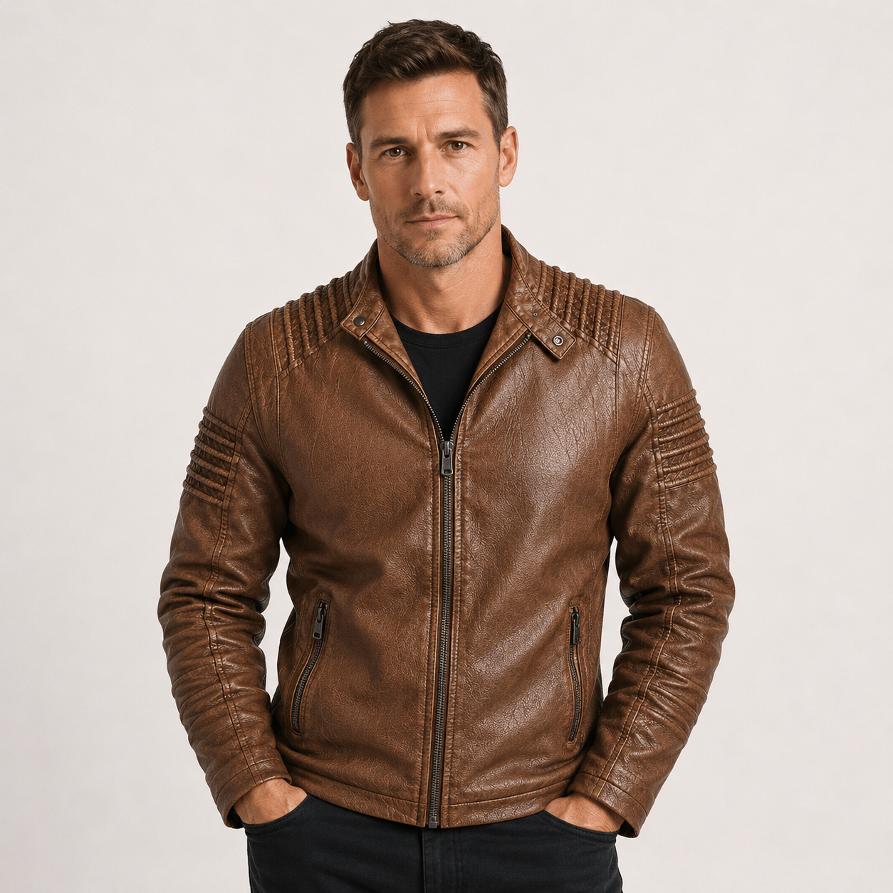 Matteo Sinclair | Vintage Leather Biker Jacket For Men