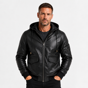 Leonardo Moretti | Hooded Leather Jacket For Men