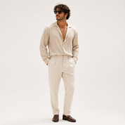 Gabriel Fontaine | Linen Stripe Shirt with Relaxed Coastal Elegance For Men