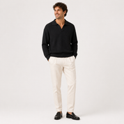Lorenzo Virelli | Textured Knit Polo Sweater with Refined Minimalism For Men