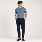 Luca Ferraro | Ribbed Knit T-Shirt with Sculpted Fit Elegance For Men