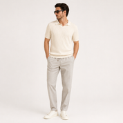Renzo Bellini | Ribbed Knit Polo Shirt with Coastal Elegance For Men