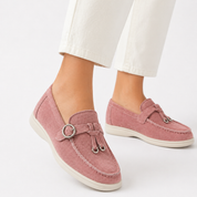 Camille Dupont | Suede Bow Loafers with Casual Comfort Elegance For Women