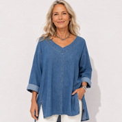 Clarissa Dunmore | Relaxed Denim V-Neck Top For Women