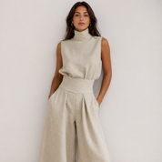 Valentina Creswell | Linen-Look Wide Leg Two-Piece Set For Women