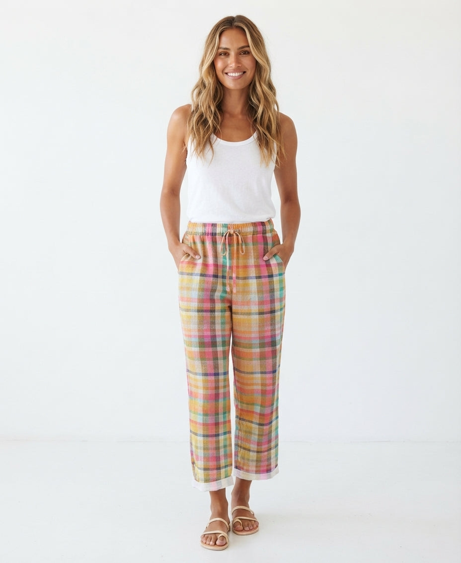 Clara Whitlock | Checkered Linen Trousers For Women