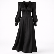 Isla Connelly | Button Down V-Neck Satin Midi Dress For Women