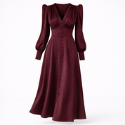 Isla Connelly | Button Down V-Neck Satin Midi Dress For Women