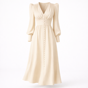 Isla Connelly | Button Down V-Neck Satin Midi Dress For Women