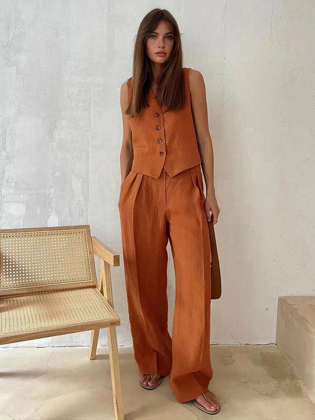 Sienna Holloway | Cotton Linen Two-Piece Set For Women
