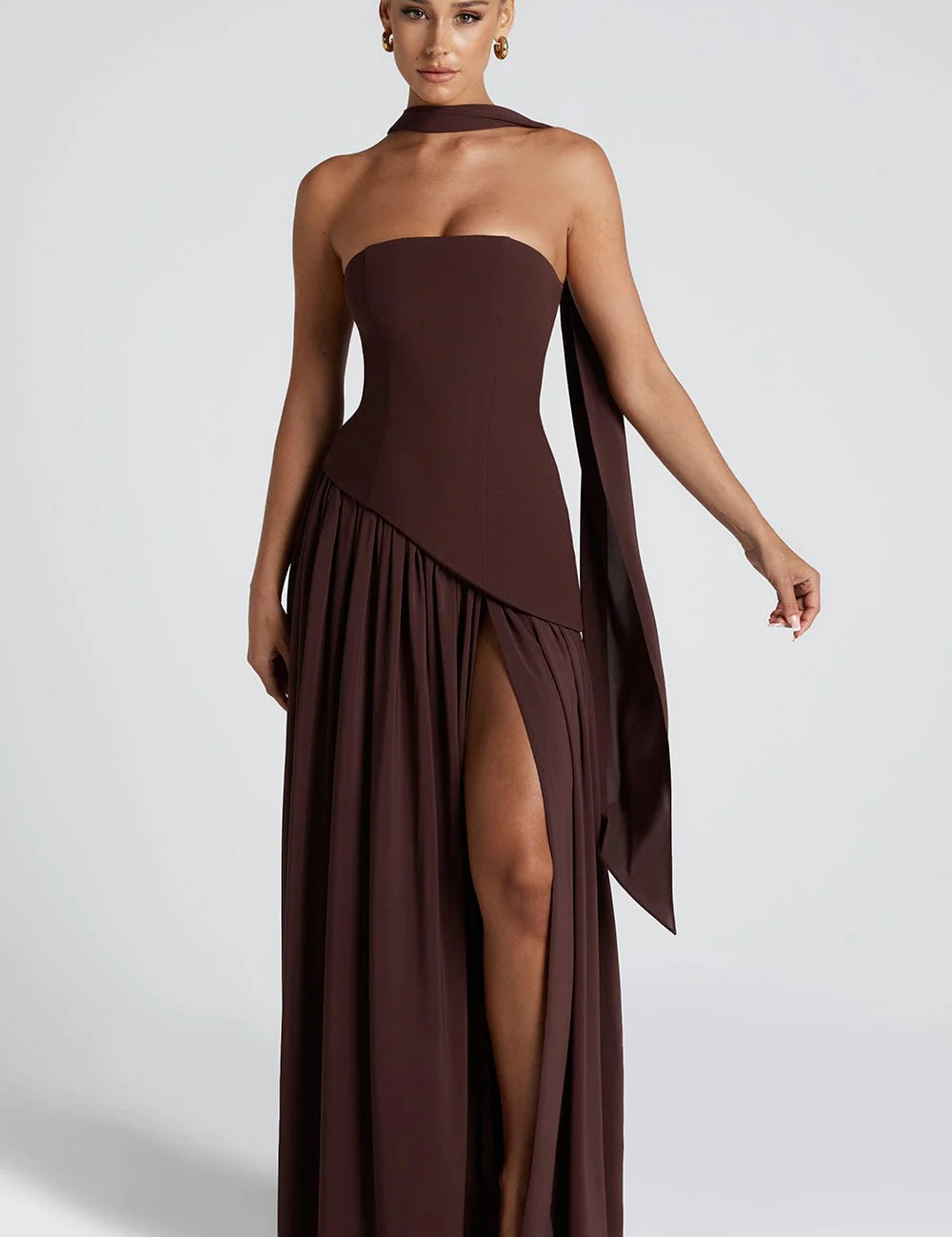 Elena Bellucci | Strapless Split Evening Maxi Dress For Women