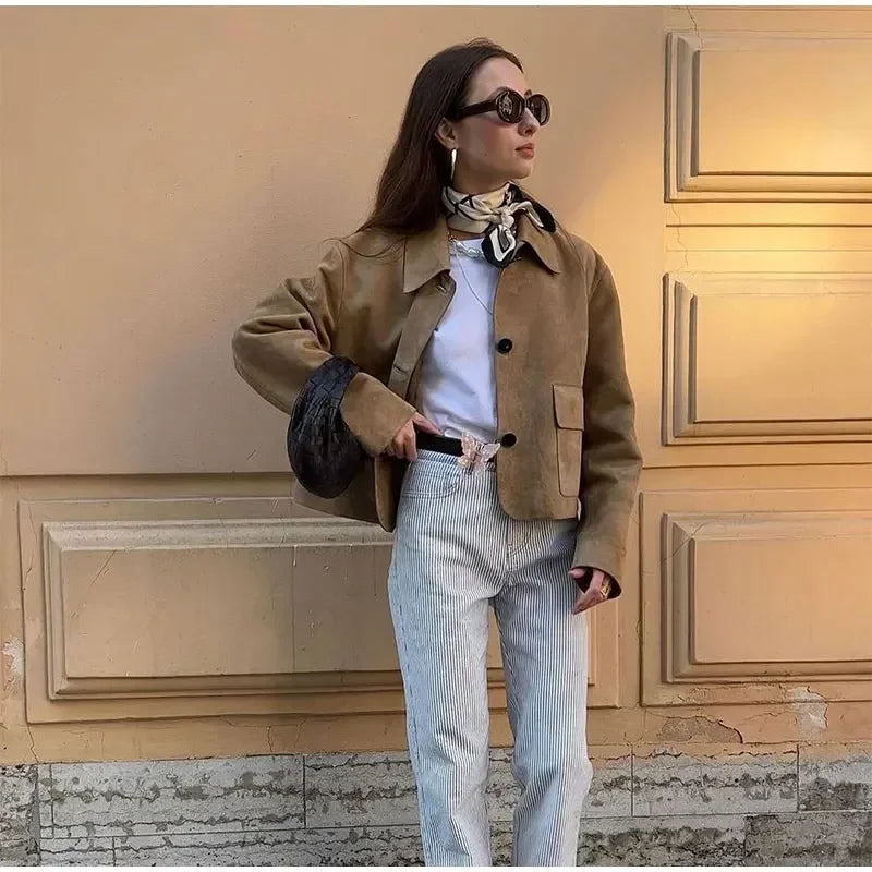Camille Moreau | Cropped Suede Jacket For Women