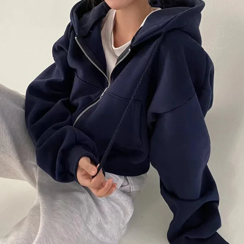 Sabrina Laurent | Cropped Zip-Up Hoodie For Women