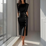 Isabella Moreau | Elegant Split Midi Dress For Women