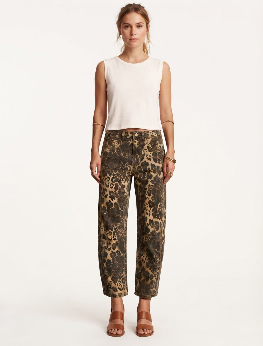 Delphine Ashgrove | Barrel Jeans With Leopard Print For Women