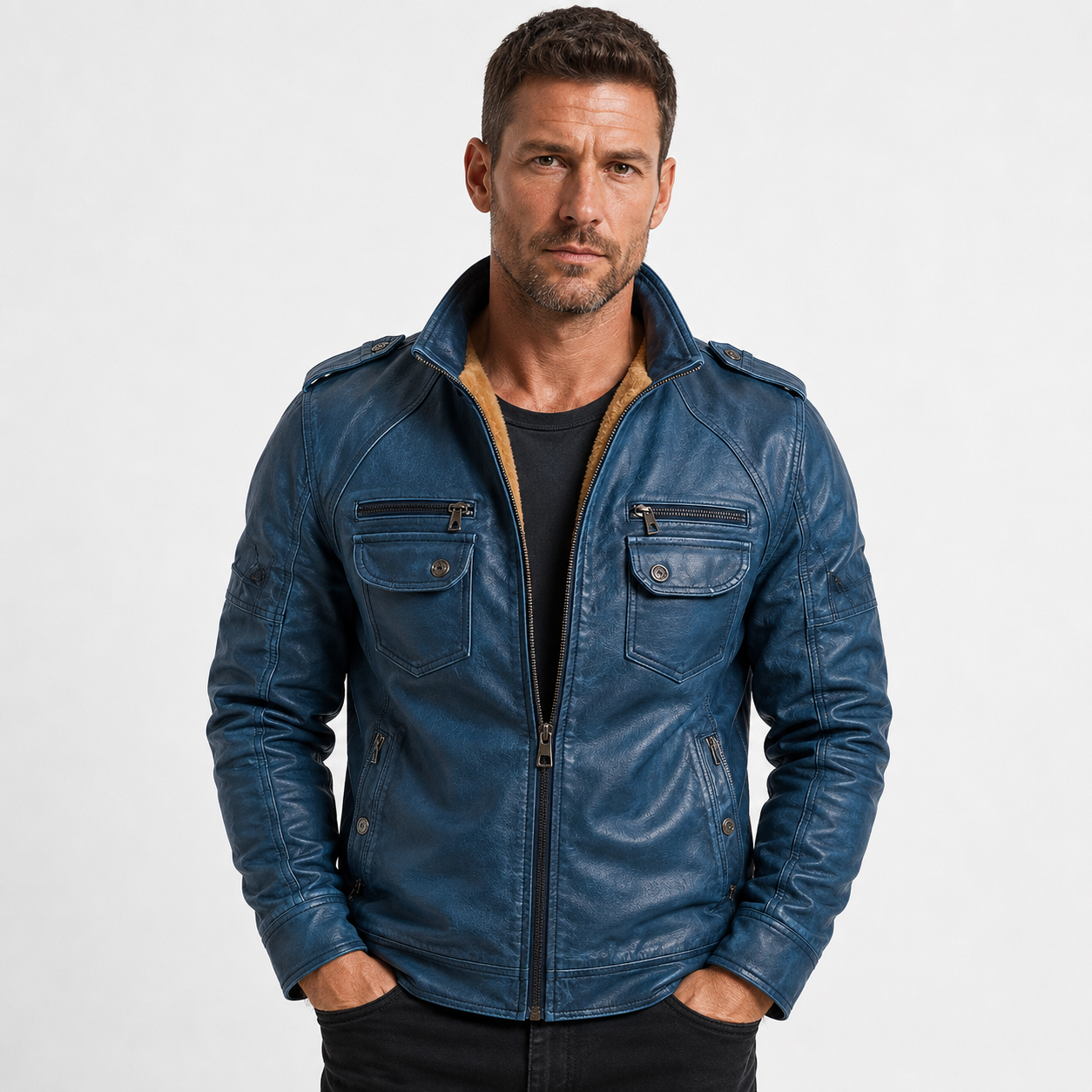 Dominic Ashford | Sherpa-Lined Leather Jacket For Men