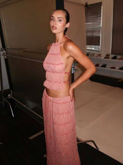 Ruby Collins | Ruffle Crop Top & Maxi Skirt Set For Women