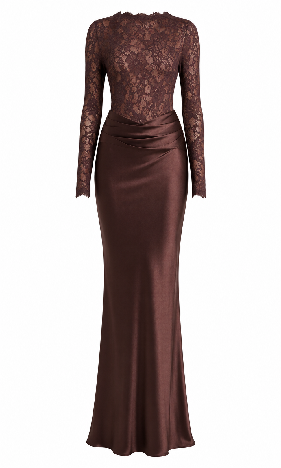 Elise Bramwell | Lace Bodice Satin Maxi Dress For Women