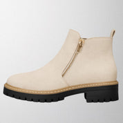 Tara Sinclair | Black Suede Ankle Boots With Gold Zip For Women