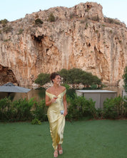 Charlotte Reid | Satin Off-Shoulder Maxi Dress For Women