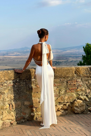 Amelia Kingston | Backless Pearl Halter Maxi Dress For Women