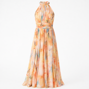 Gemma Johnston | Elegant Watercolour Halter Maxi Dress For Women
