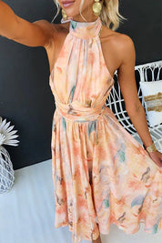 Gemma Johnston | Elegant Watercolour Halter Maxi Dress For Women